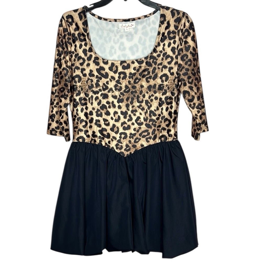 Sweet Generis Leopard Print Peplum Hem Dress